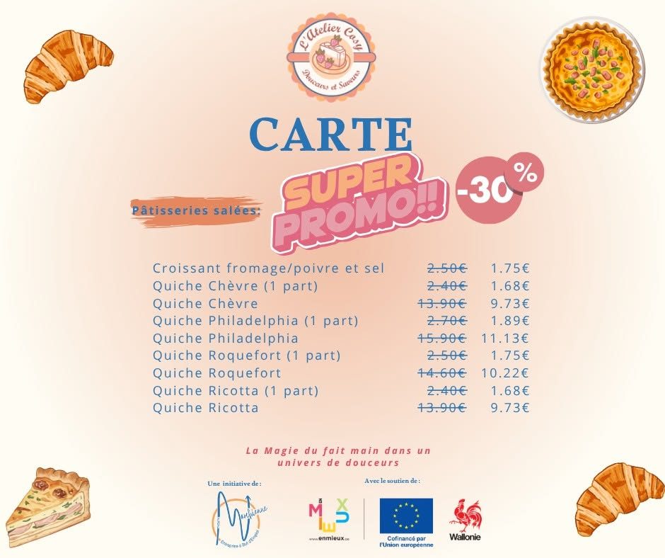 Carte pâtisseries salées